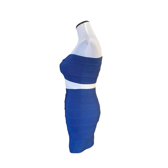 Womens Two Tone Bandage Mini Dress Strapless Bodycon Clubwear Celebrity Favorite - Picture 2 of 9
